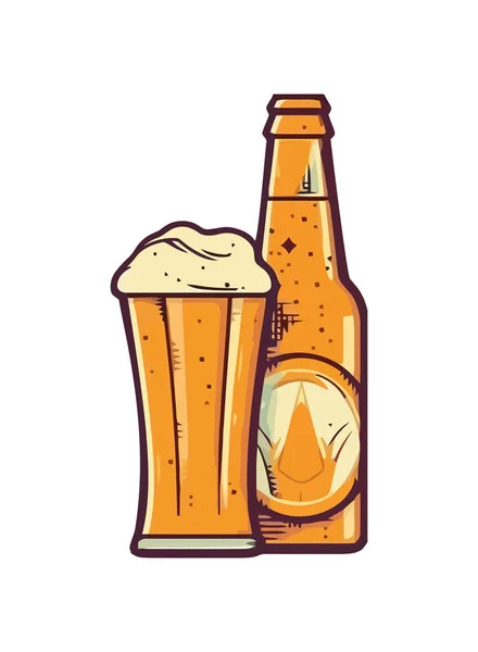 Mug Bière Mousseux Icône Rafraîchissement Isolé — Image vectorielle