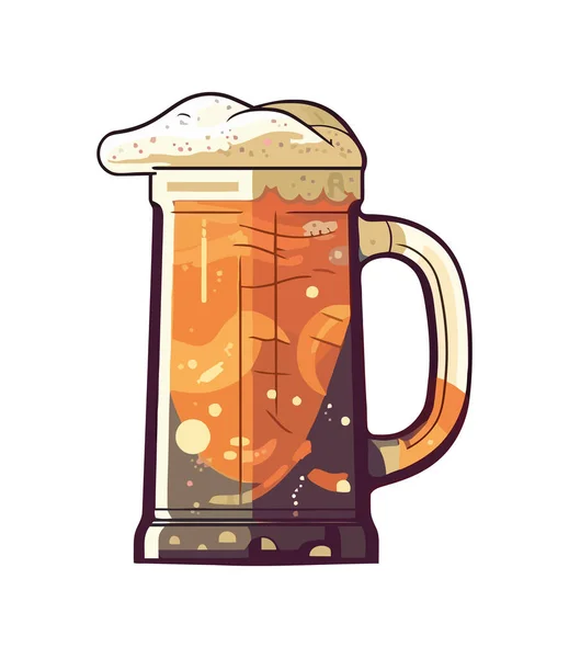 Cerveja Espumosa Copo Cerveja Ícone Bebida Celebração Perfeita Isolado — Vetor de Stock