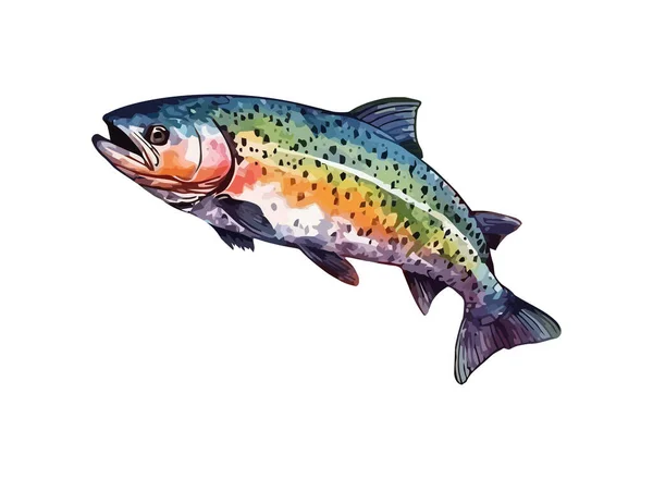 Čerstvé Ryby Bílém Pozadí Ikona Izolované — Stockový vektor
