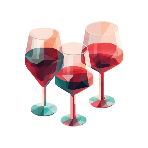 Copa Vino Transparente Elegante Icono Vino Tinto Aislado — Archivo Imágenes Vectoriales