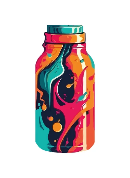 Abstract Shapes Multi Colored Drink Bottle Icon Isolated — Stock Vector