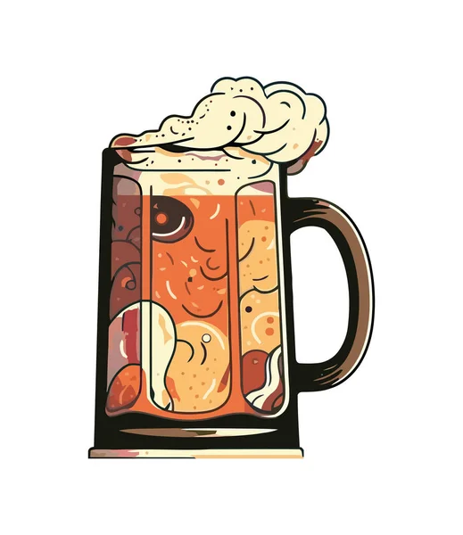 Bebida Espumosa Ícone Vidro Cerveja Isolada — Vetor de Stock
