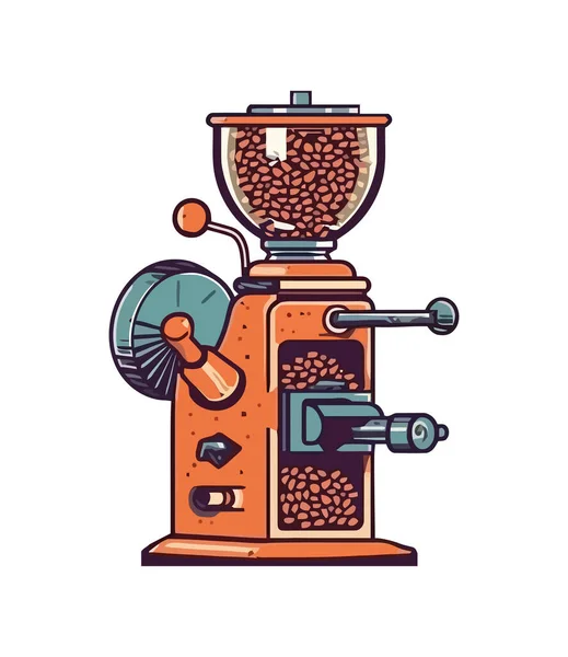 Fasulye Ikonlu Eski Moda Kahve Makinesi — Stok Vektör