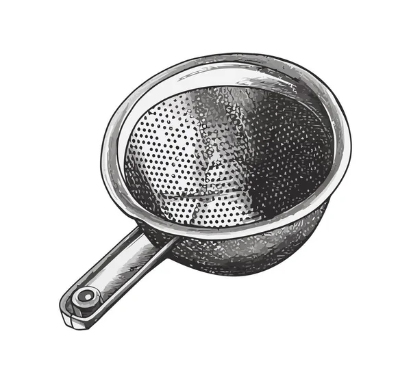 Metal Colander Kitchen Utensil Icon Isolated — Stock Vector
