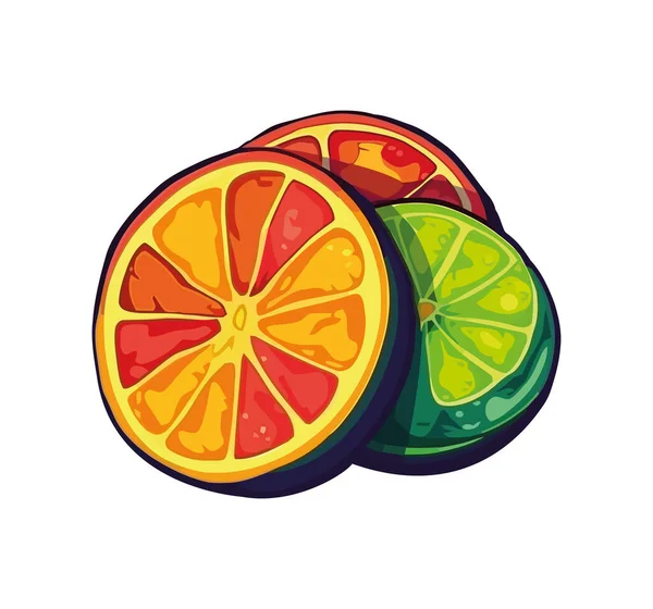 多汁柑橘片 新鲜成熟的黄色柠檬图标分离 — 图库矢量图片