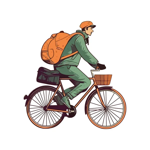 Велосипедный Спорт Рюкзаком Приключений Значок Изолирован — стоковый вектор