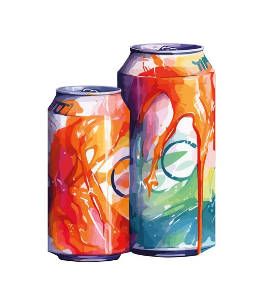 Multi Bottiglia Soda Colorata Con Forme Astratte Icona Isolata — Vettoriale Stock