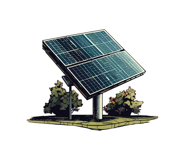 太阳能发电厂产生清洁的电力图标隔离 — 图库矢量图片