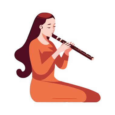 Arka planda izole edilmiş flüt çalan bir müzisyen izole edildi