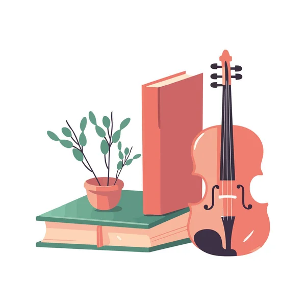 Apprendre Musique Classique Travers Des Livres Des Instruments — Image vectorielle