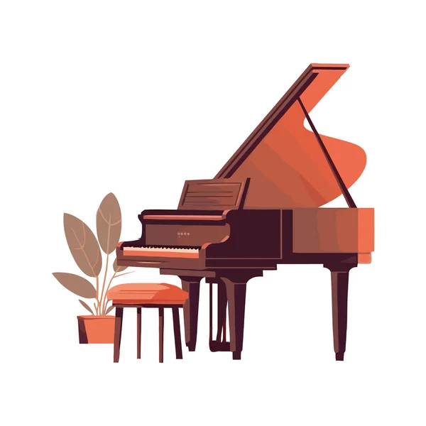 Majestoso Piano Cauda Tocando Ícone Música Clássica Isolado — Vetor de Stock