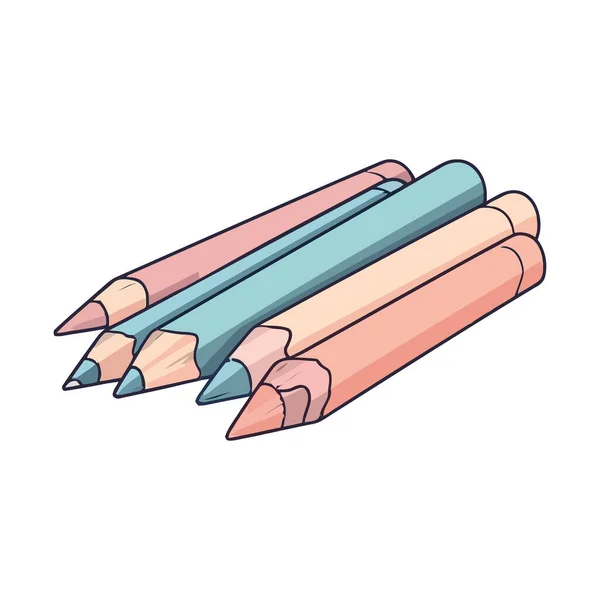 Curcubeu Creioane Culoare Pictogramă Albă Izolată — Vector de stoc