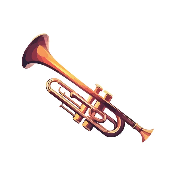 Musik Glänzende Blechtrompeten Ikone Des Klassischen Instruments Isoliert — Stockvektor