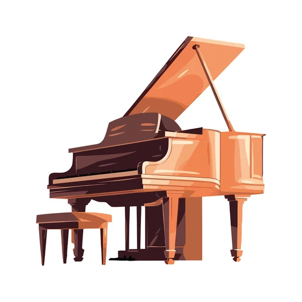 Icono Piano Clásico Majestuoso Madera Aislado — Vector de stock