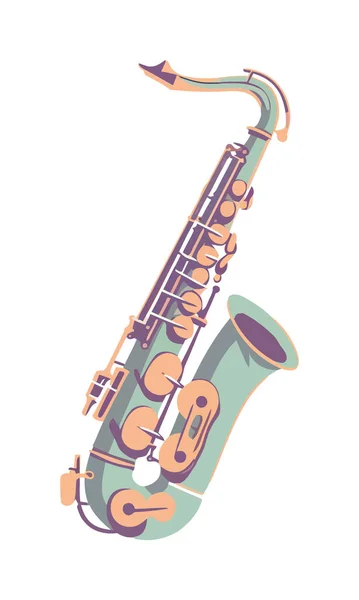 Blech Glänzendes Saxofon Klassische Ikone Isoliert — Stockvektor