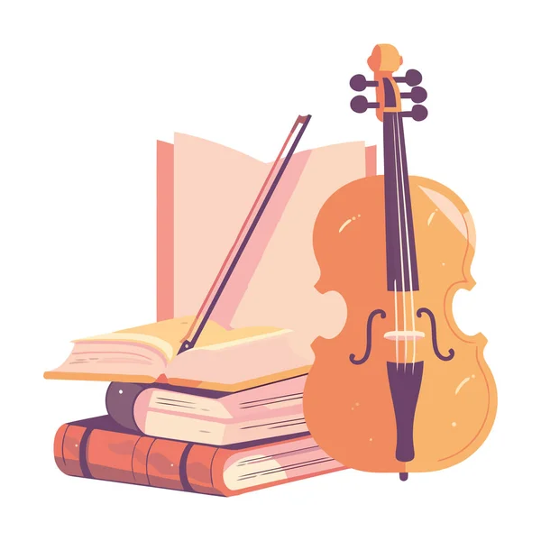 Ein Buch Lesen Mit Geige Lernen — Stockvektor