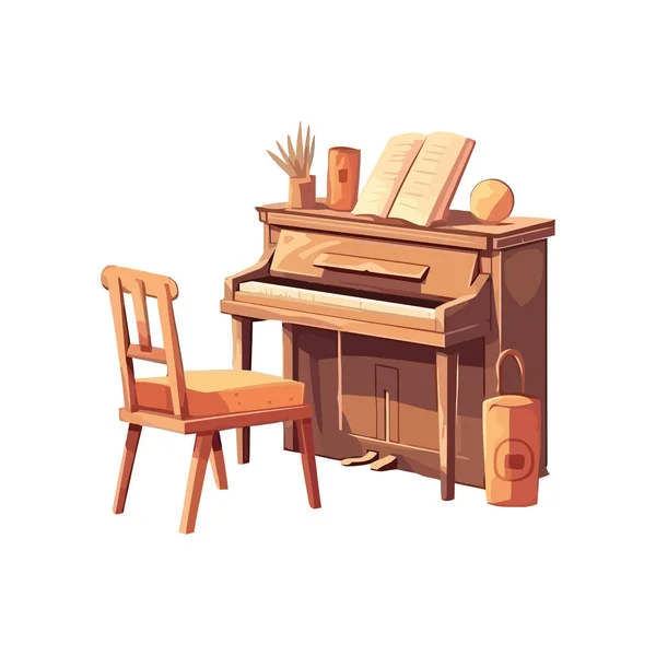 Zole Edilmiş Antik Bir Kuyruklu Piyano Ikonu — Stok Vektör