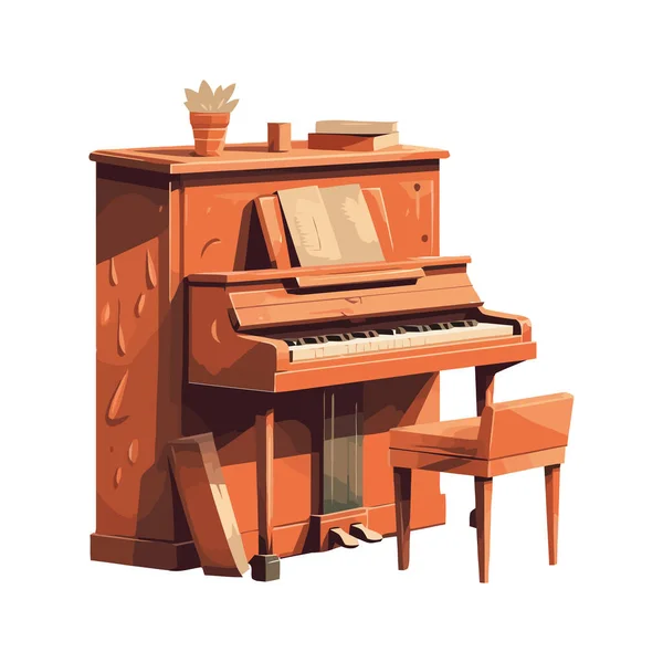 Ahşap Klasik Büyük Piyano Simgesi Izole — Stok Vektör