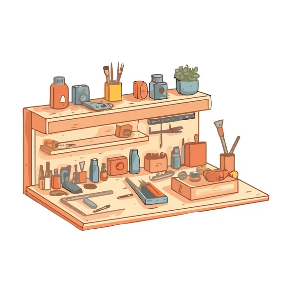 大工道具箱は 孤立した職人技のアイコンのシンボル — ストックベクタ