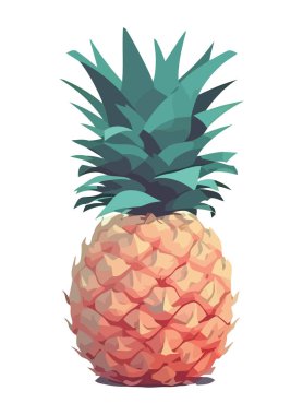 Olgun ananas, izole edilmiş yaz ikonunun taze tadı