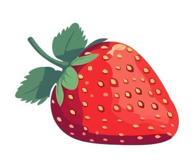 Tatlı çilekli tatlı, taze ve organik gurme ikonu izole edilmiş.