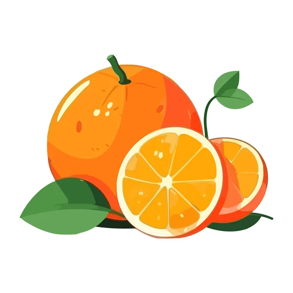 Fruta Naranja Jugosa Simboliza Icono Temporada Alimentación Saludable Aislado — Vector de stock