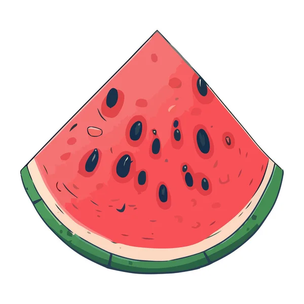 Sappige Watermeloen Plak Een Verfrissende Zomer Snack Icoon Geïsoleerd — Stockvector