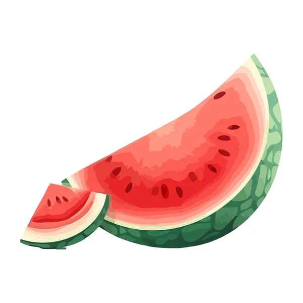 Juicy Watermelon Slice Snack Icon Isolated — Stock Vector