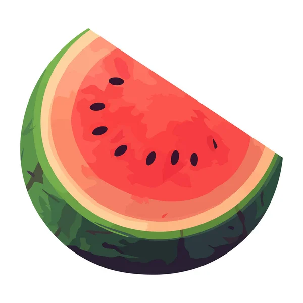 Saftige Wassermelone Frisches Obst Symbol Isoliert — Stockvektor