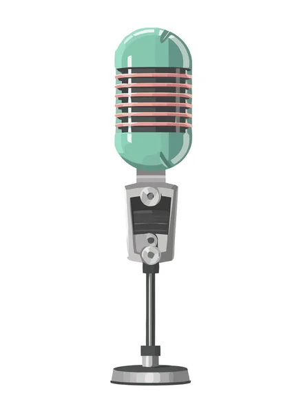 Metallisches Mikrofon Symbolisiert Auftritt Auf Der Bühne — Stockvektor