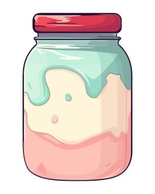 Ev yapımı kavanoz ikonunda taze organik meyve izole edilmiş.