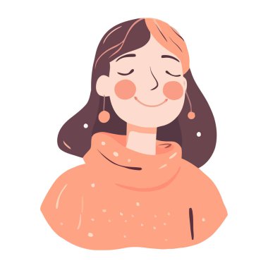 İzole edilmiş ikondan hoşlanan gülümseyen kızın ifadesi