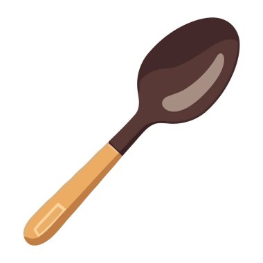 Tahta kaşık, yemek pişirme aletleri simgesi izole