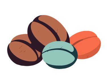 Sağlıklı beslenme taze organik kahve çekirdeği ikonu izole