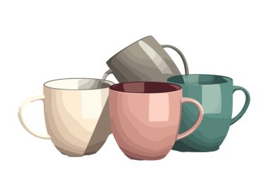 Çok renkli duvar kâğıdı ikonunda kahve fincanı izole edilmiş.