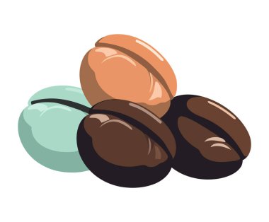 Taze organik kahve, sağlıklı ve lezzetli ikon izole edilmiş.