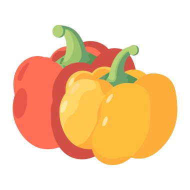 Taze olgun sebze biberi, gurme yemek ikonu izole