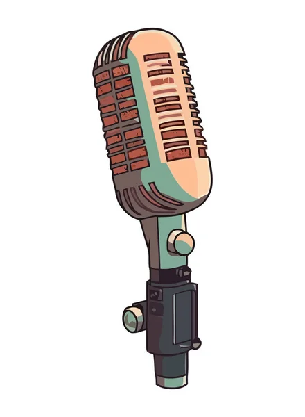 Vieux Icône Microphone Métallique Icône Isolée Isolé — Image vectorielle