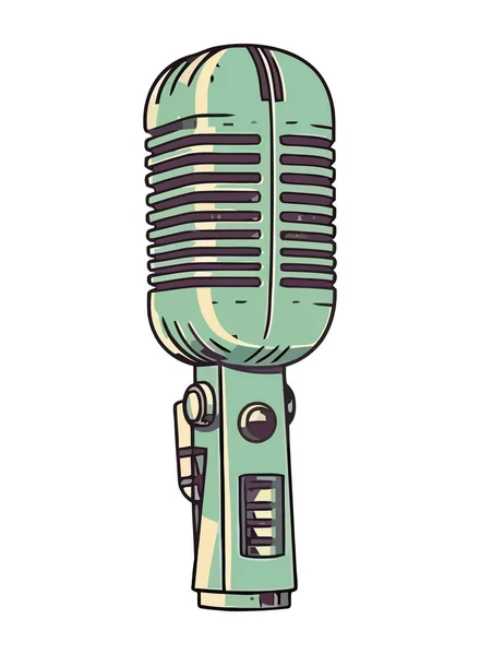 Antico Microfono Icona Vecchio Stile Isolato — Vettoriale Stock