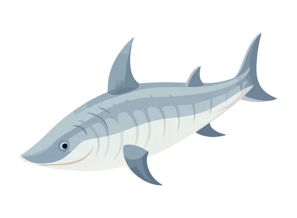Ícone Natação Tubarão Cartoon Subaquático Isolado —  Vetores de Stock