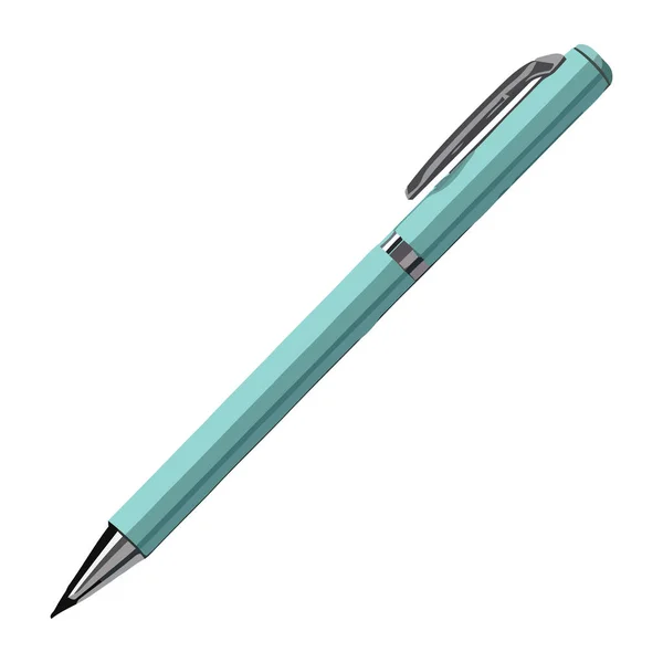 Bolígrafo Azul Crea Icono Firma Aislado — Vector de stock