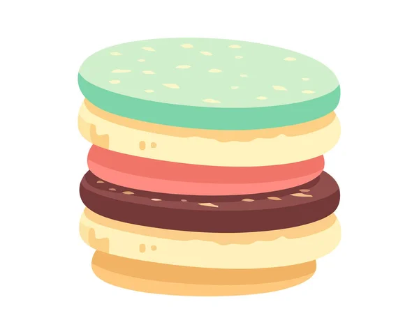 Sweet Macaroons Stacked High Gourmet Delight Icon Isolated — Stock Vector