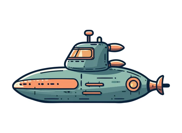 Barco Náutico Submarino Icono Aislado — Vector de stock