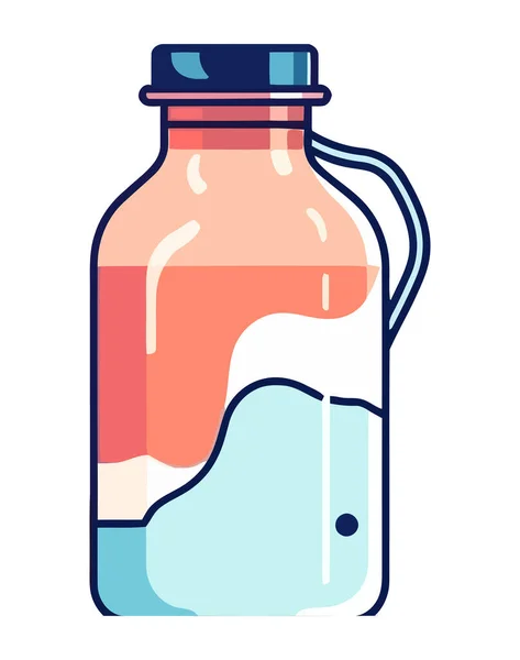 Transparente Flasche Mit Flüssigkeit Und Etikettensymbol Isoliert — Stockvektor