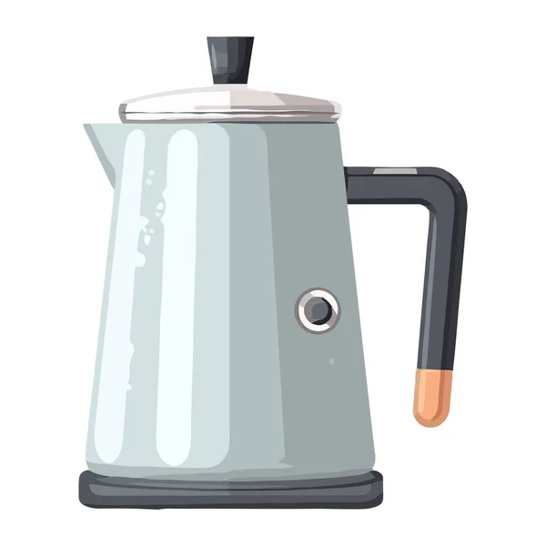 Metallischer Griff Wasserkocher Kochender Kaffee Ikone Isoliert — Stockvektor