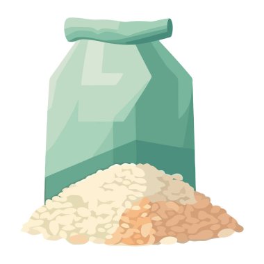 Pakette organik pirinç, izole edilmiş illüstrasyon simgesi