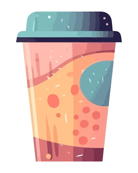 Πλαστικό Δοχείο Κατέχει Δροσιστικό Cappuccino Ποτό Εικονίδιο Απομονωμένο — Διανυσματικό Αρχείο