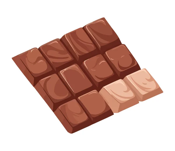 Barra Chocolate Lanche Delicioso Isolado —  Vetores de Stock