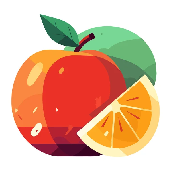 Saftige Apfelscheibe Symbol Für Gesunde Ernährung — Stockvektor