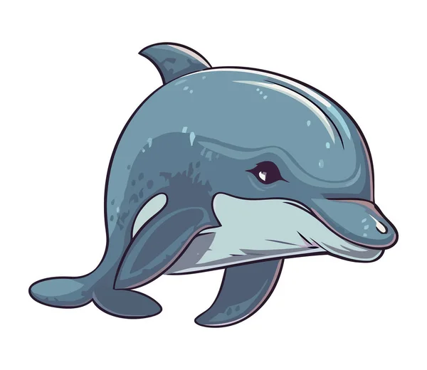 장난기있는 돌고래 마스코트 아이콘 — 스톡 벡터